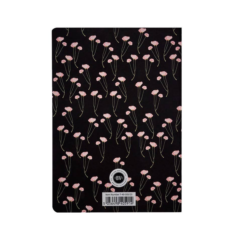 A5 Notebook - Poppies on Black