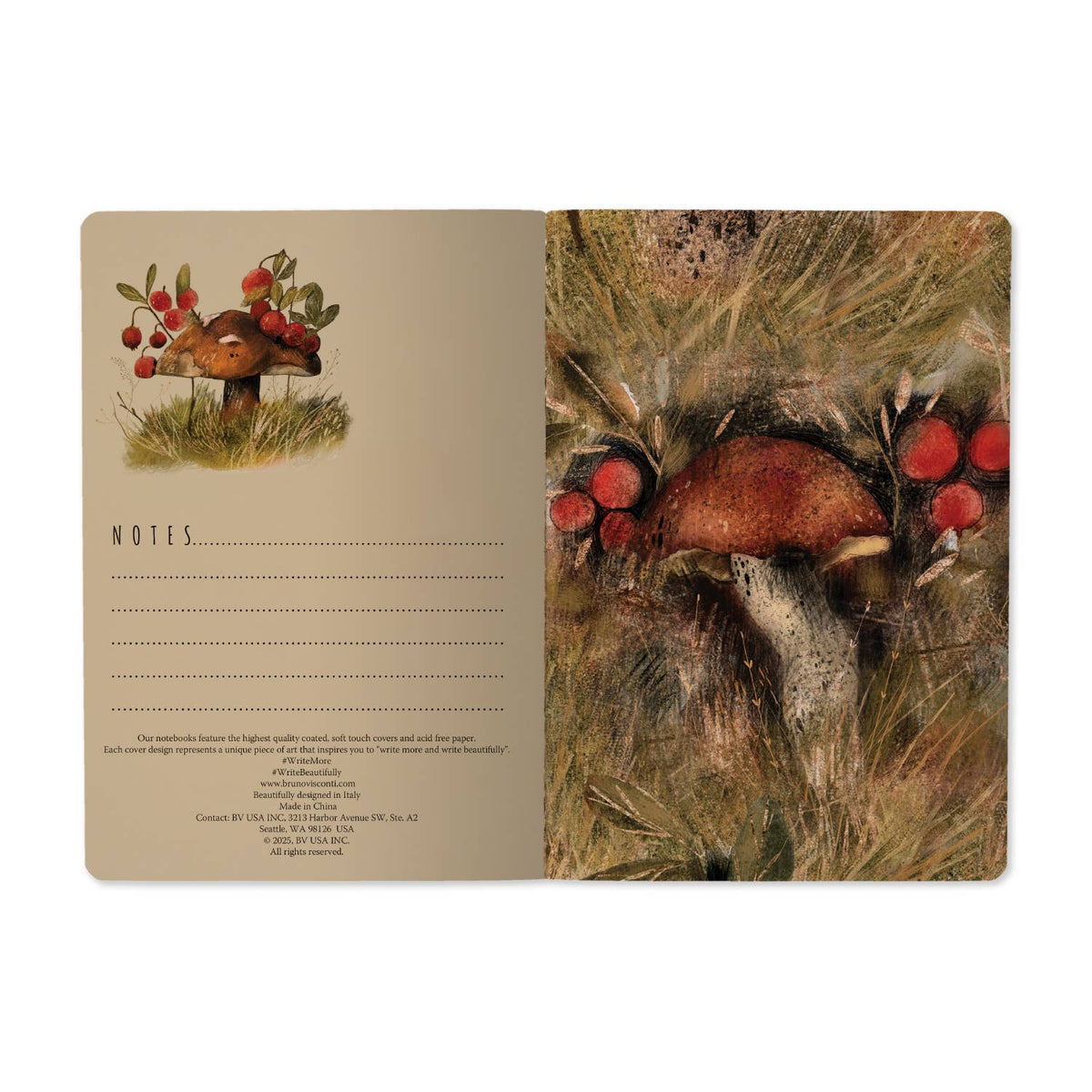 A5 Notebook -  Mushrooms Watercolor