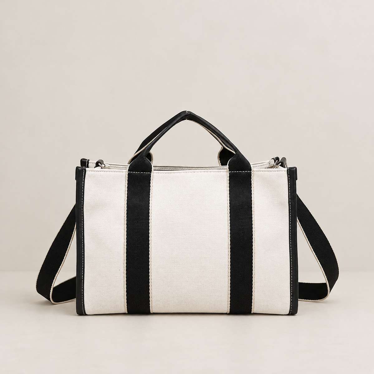 Contrast Color Canvas Tote