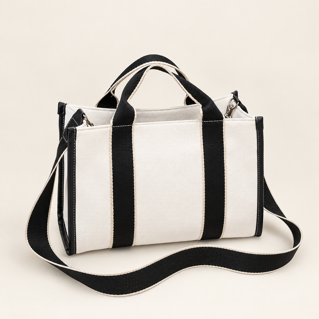 Contrast Color Canvas Tote