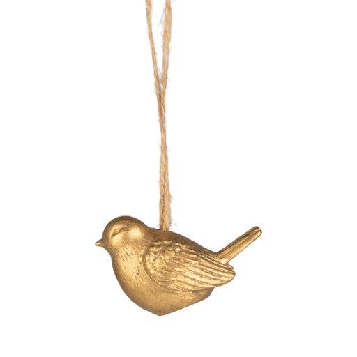 Antique Gold Resin Bird Ornament